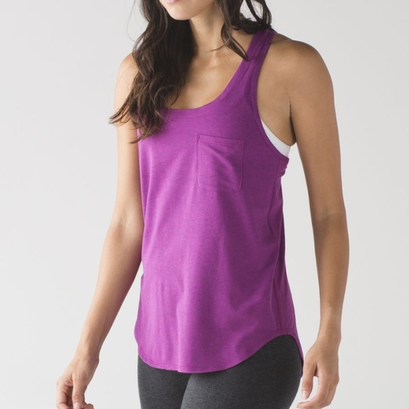 lululemon athletica Tops - Lululemon Athletica Medium? Yogi Racer Back III Heathered Regal Plum Workout Top